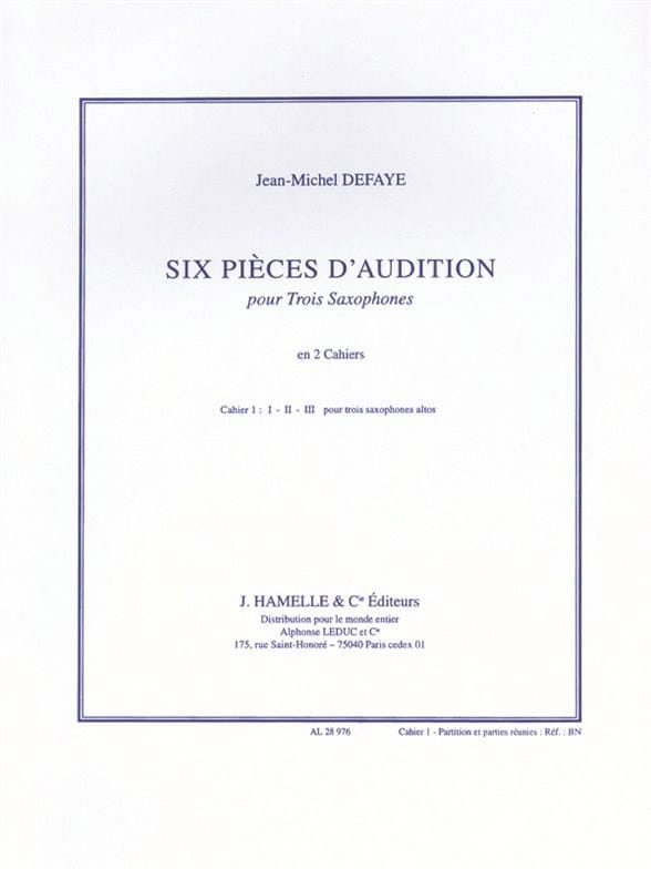 Six Pièces D' Audition Volume 1 - Jean-Michel Defaye - Partition