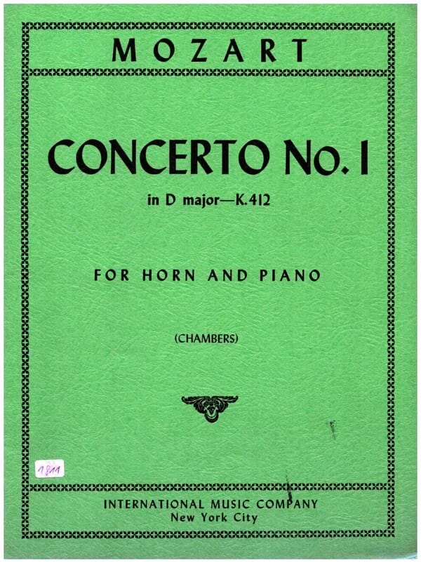 Concerto N° 1 In D Major KV 412 MOZART Partition Cor