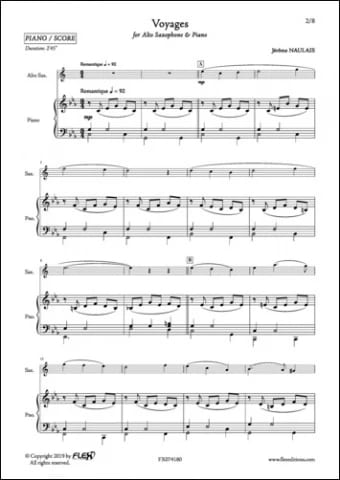 Voyages - Sax. alto et piano - Jérôme Naulais - Partition