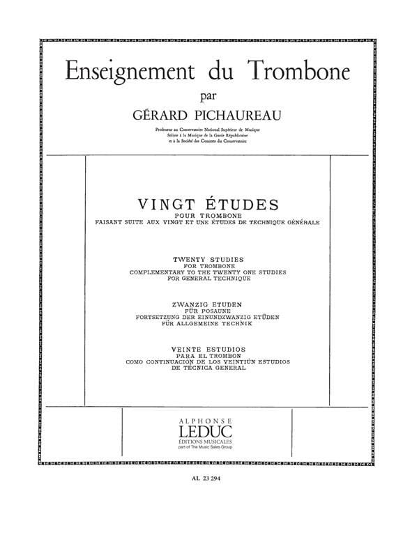 20 Etudes - Gérard Pichaureau - Partition - Trombone