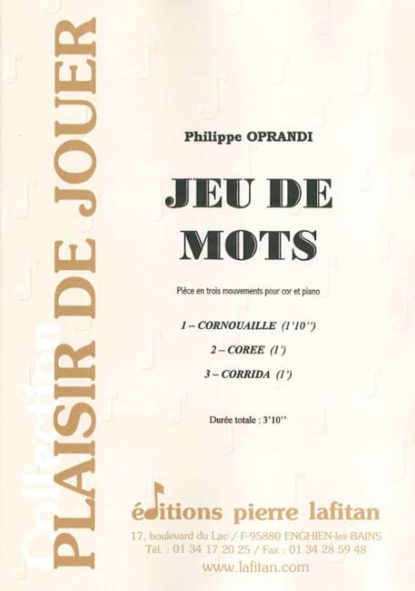 Jeu de Mots Philippe Oprandi Partition Cor