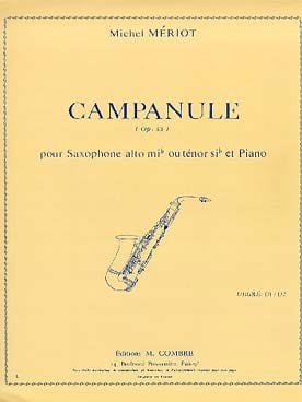Campanule Opus 33 Michel Mériot Partition Saxophone