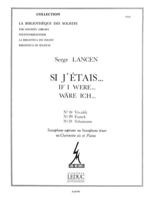 Si J' Etais... 19, 20, 21 Serge Lancen Partition Saxophone