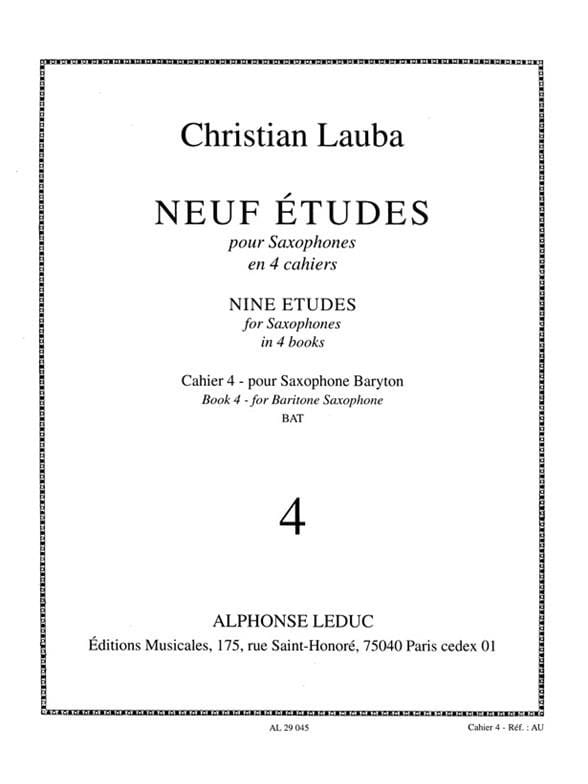 9 Etudes Volume 4 Christian Lauba Partition Saxophone