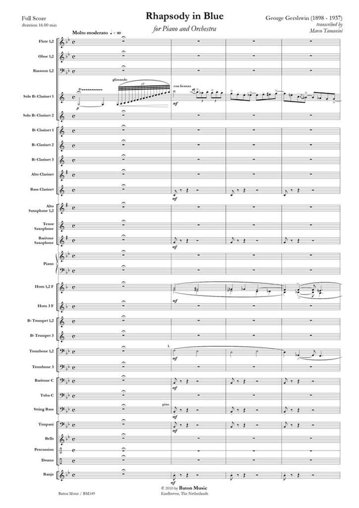 Rhapsody in Blue GERSHWIN Partition