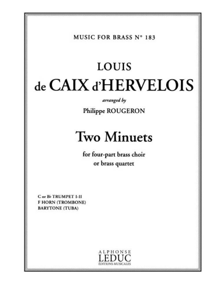 Two Minuets D'hervelois Louis De Caix Partition Ensemble de cuivres