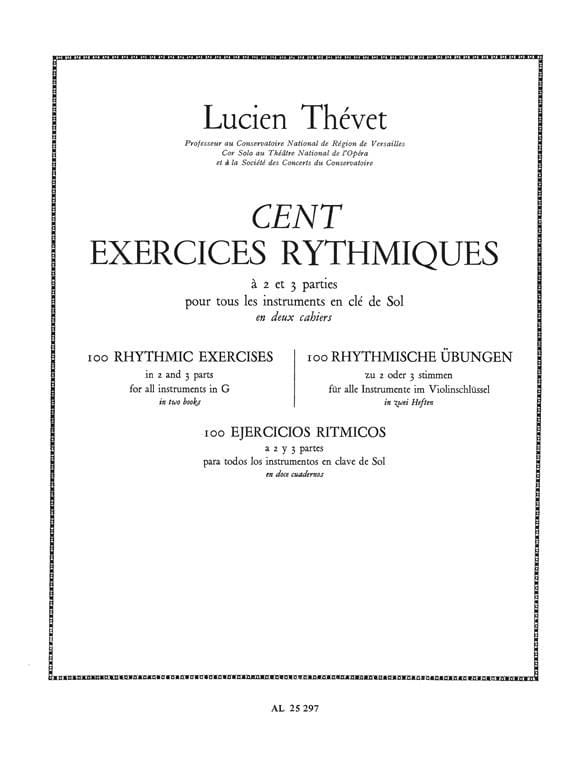 100 Exercices Rythmiques A 2 Parties Volume 1 - Lucien Thévet