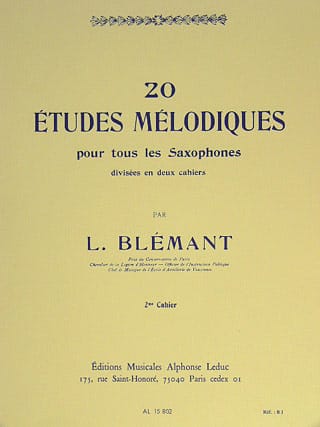 20 Etudes Mélodiques Volume 2 Louis Blémant Partition Saxophone