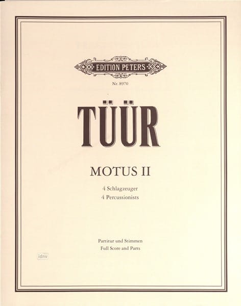 Motus II Erkki-Sven Tüür Partition Ensemble de percussions