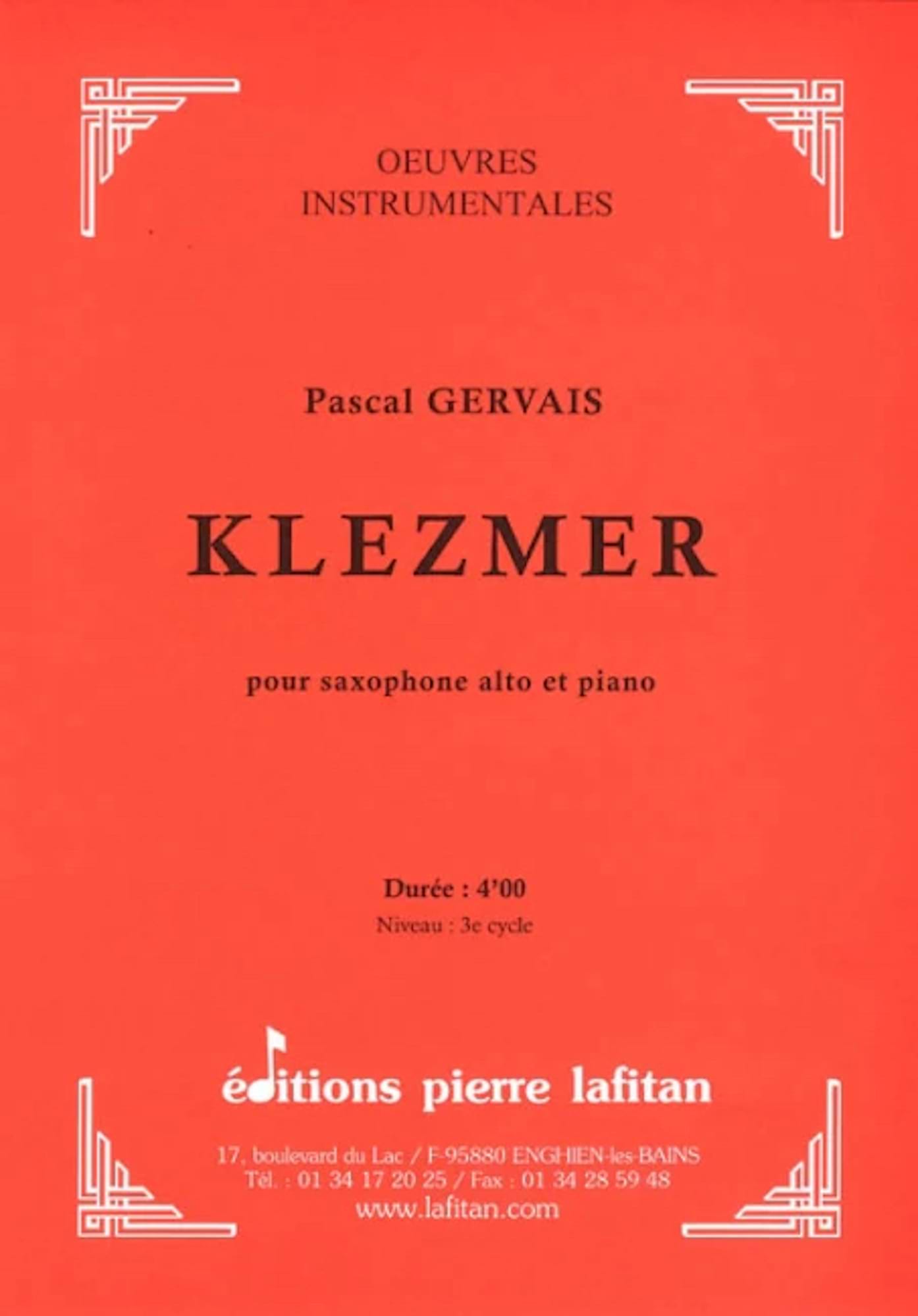 Klezmer Pascal Gervais Partition Saxophone