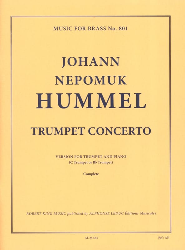 Concerto pour Trompette HUMMEL Partition Trompette