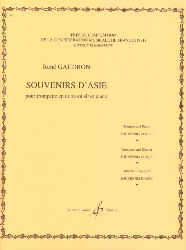 Souvenirs D'asie René Gaudron Partition Trompette