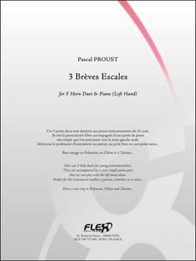 3 Brèves Escales - 2 Cors et piano - Pascal Proust - Partition