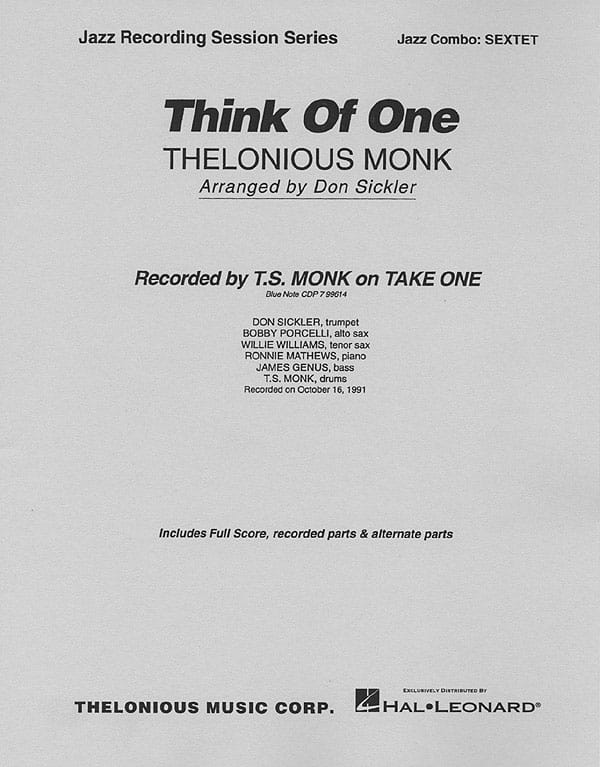Think Of One Thelonious Monk Partition ENSEMBLES, BANDS