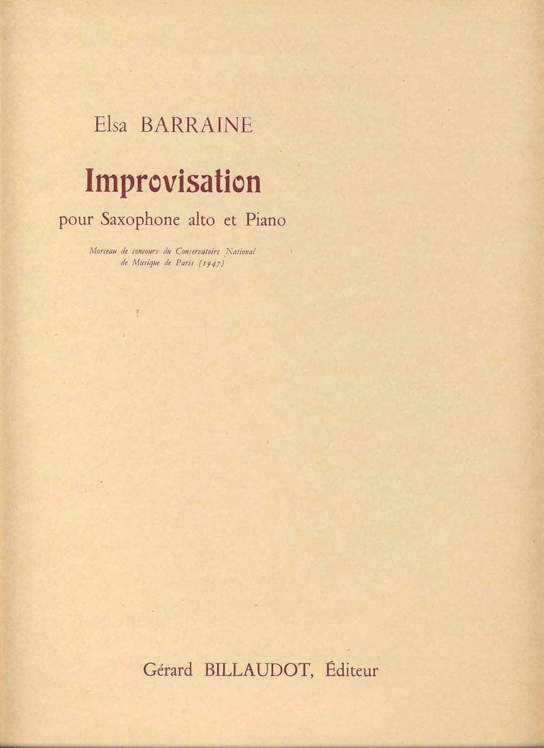 Improvisation Elsa Barraine Partition Saxophone