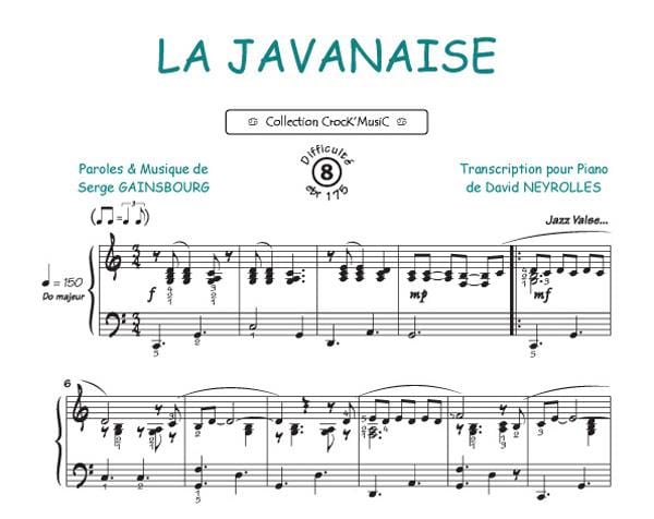 La Javanaise Serge Gainsbourg Partition Chanson française