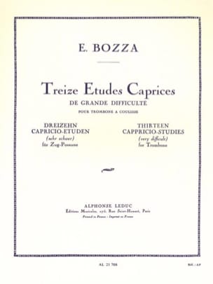 13 Etudes caprices Eugène Bozza Partition Trombone