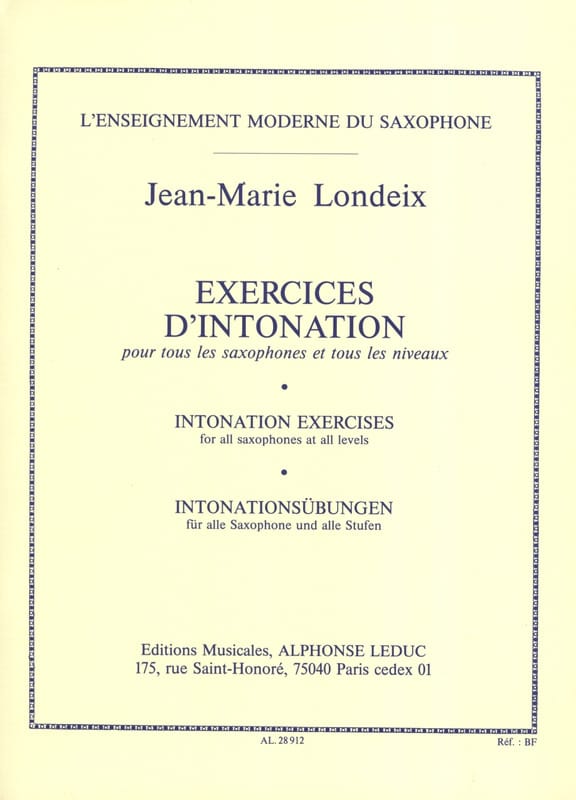 Exercices d'Intonation Jean-Marie Londeix Partition Saxophone