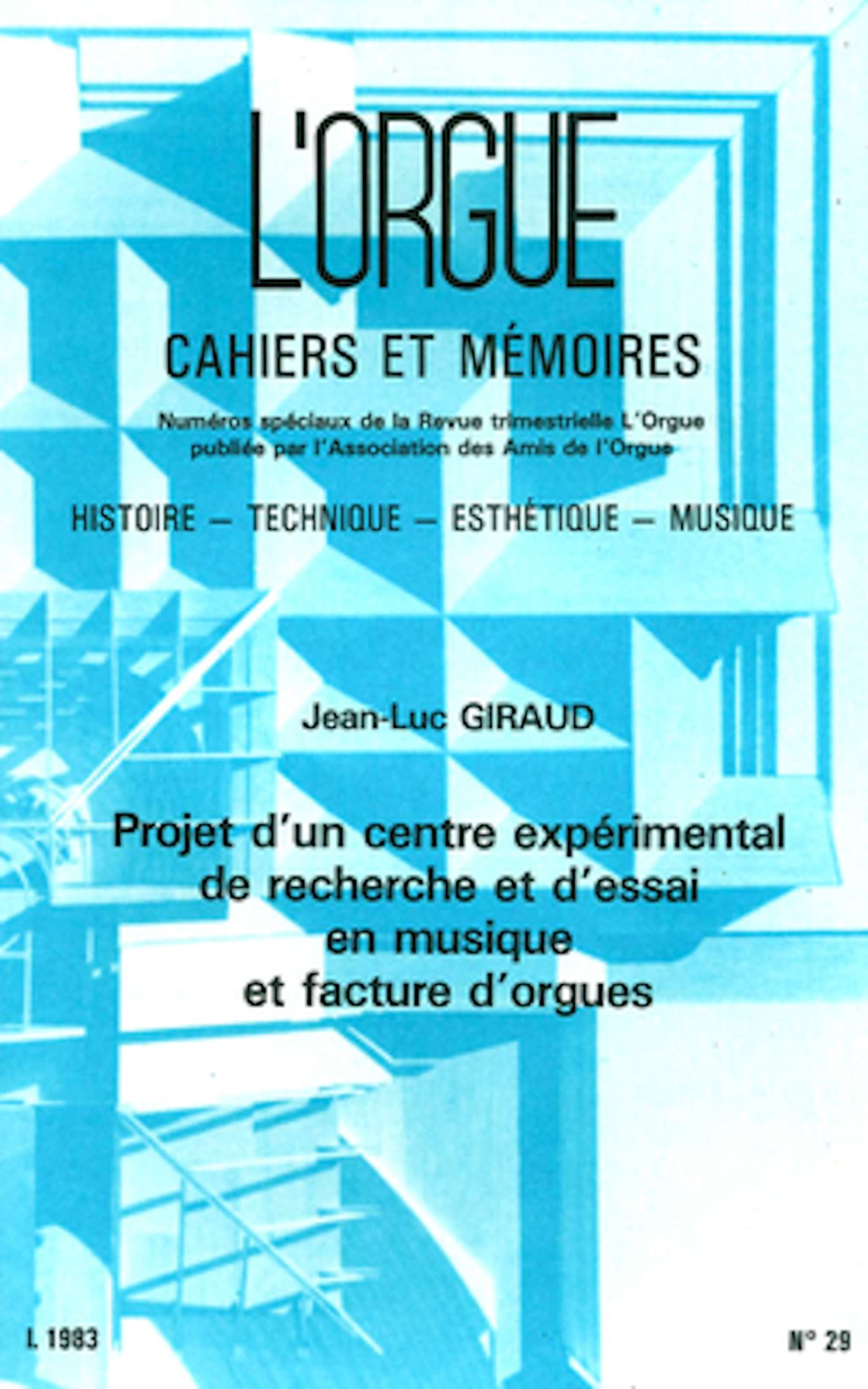 L’Orgue, Cahiers et mémoires n° 29 (1983/I) - Sabatier François