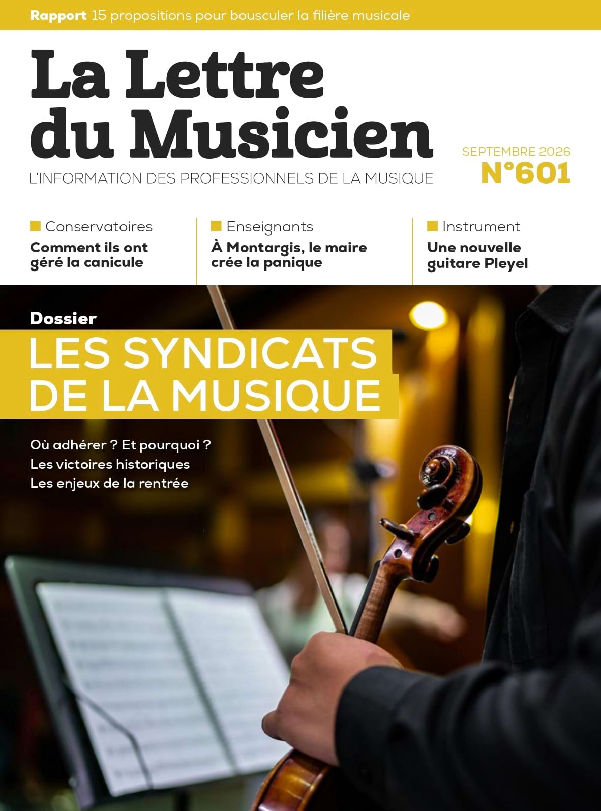 La Lettre du musicien n°601 septembre 2026 Les syndicats de la musique