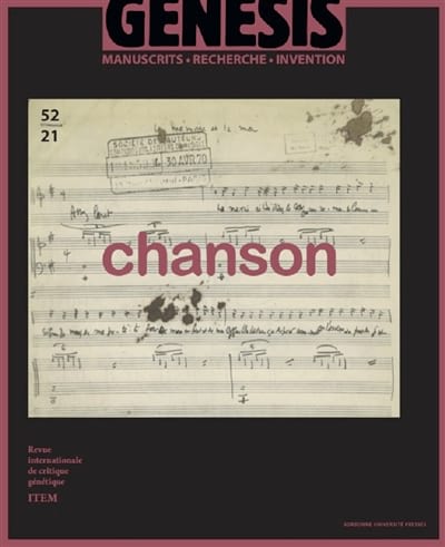 Genesis : manuscrit, recherche, invention n°52 : Chanson