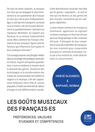 Les goûts musicaux des Français.e.s :références, valeurs d'usages et compétences