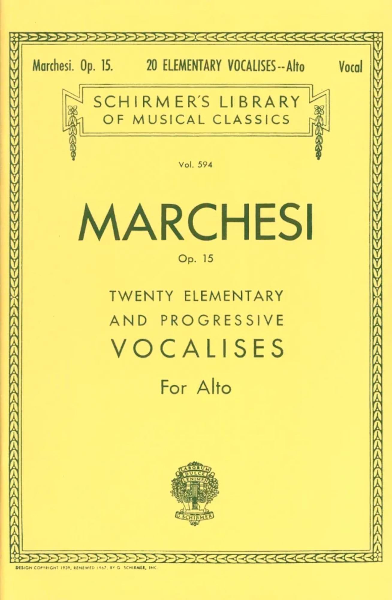 20 Vocalises Elémentaires et Progressives Op. 15 Alto