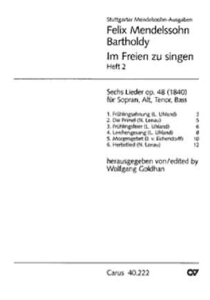 Im Freien Zu Singen - Cahier 2 MENDELSSOHN Partition Chœur