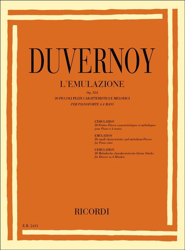 L' Emulazione Op. 314. 4 Mains Jean-Baptiste Duvernoy Partition Piano