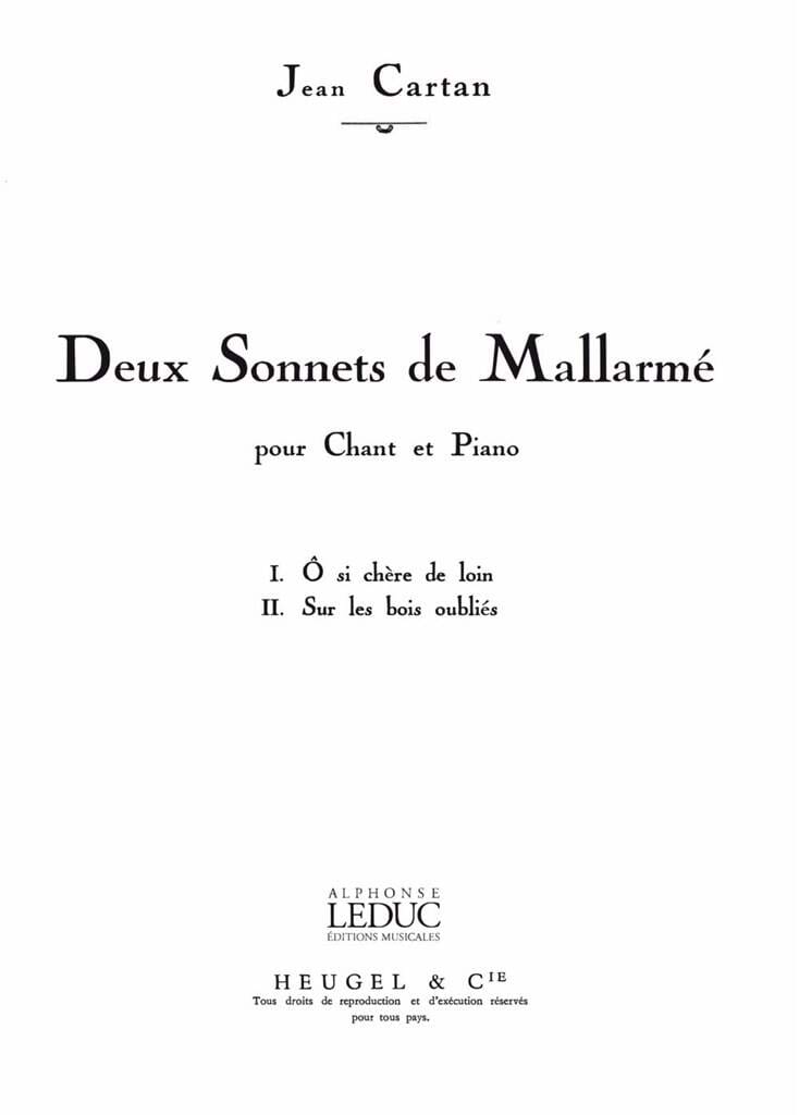 2 Sonnets De Mallarmé Jean Cartan Partition Mélodies