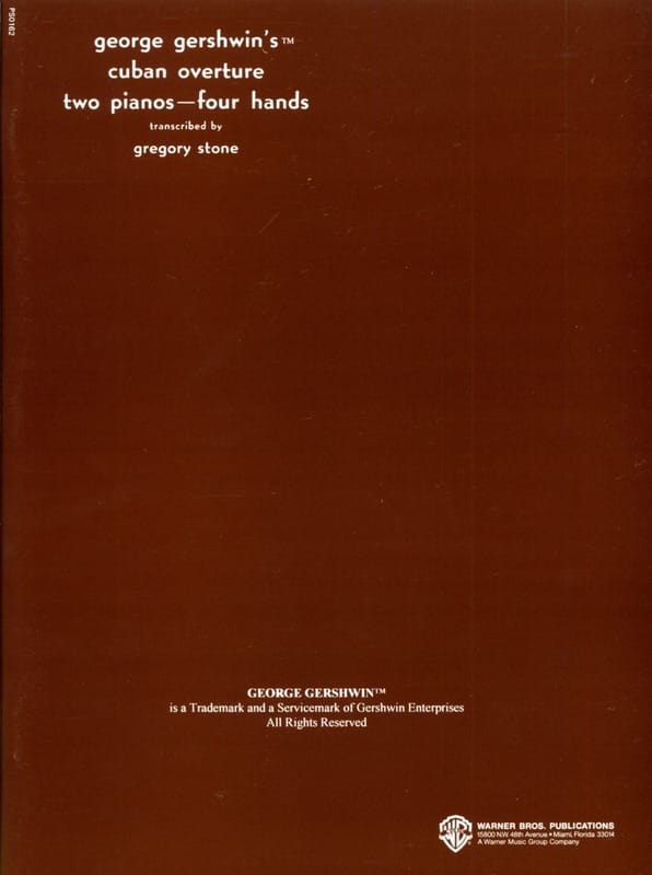 Cuban Ouverture. 2 Pianos GERSHWIN Partition Piano