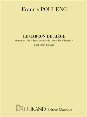 Le Garçon de Liège POULENC Partition Mélodies