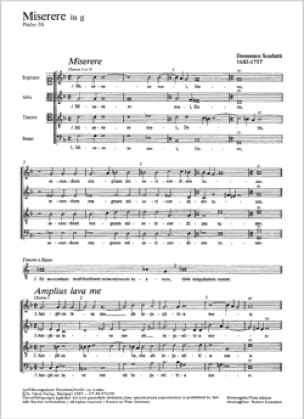 Miserere En Sol Mineur. - SCARLATTI - Partition - Chœur