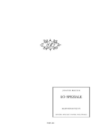 Lo Speziale HAYDN Partition Opéras