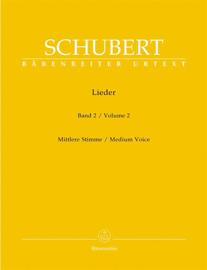 Lieder Volume 2. Voix Moyenne SCHUBERT Partition Mélodies