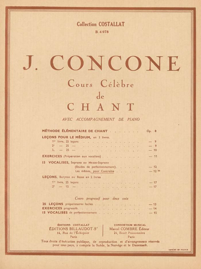 15 Vocalises - Alto Op. 12 Bis Giuseppe Concone Partition Pédagogie