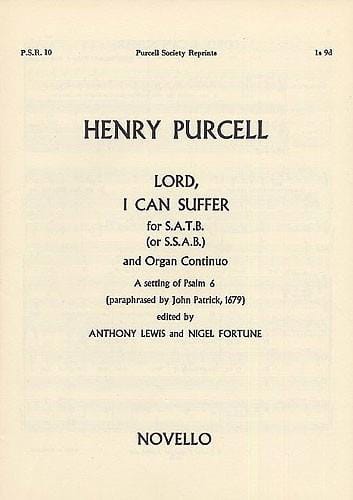 Lord, I Can Suffer PURCELL Partition Chœur