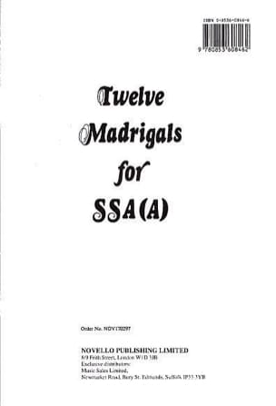 12 Madrigals Partition Chœur