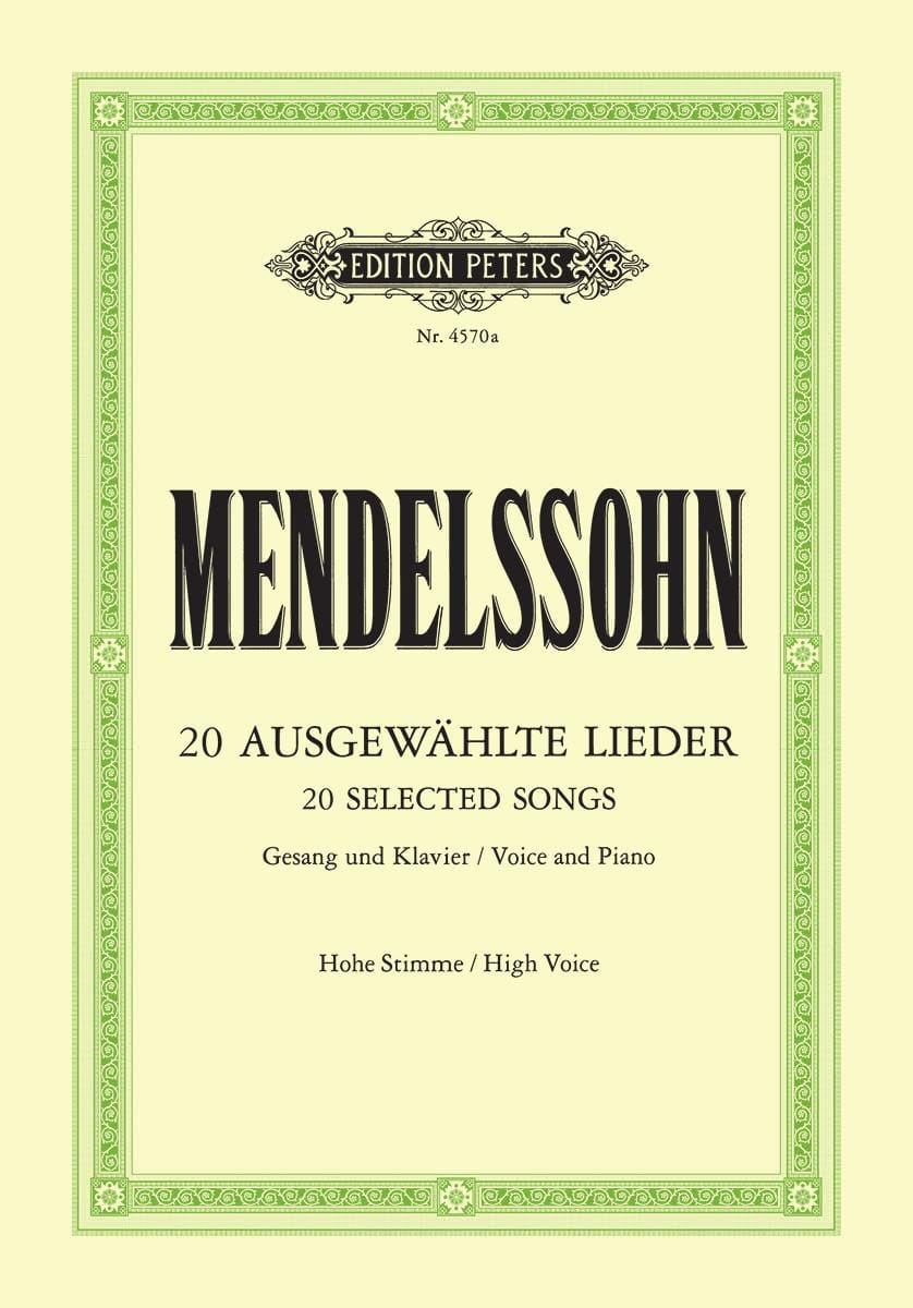 20 Ausgewählte Lieder. Voix Haute MENDELSSOHN Partition Mélodies