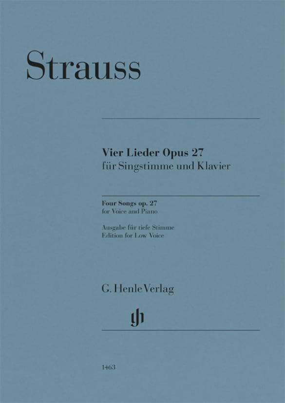 Vier Lieder opus 27 - Voix Grave Richard Strauss Partition Mélodies