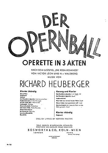 Im Chambre Séparée. Opernball. Richard Heuberger Partition Opéras