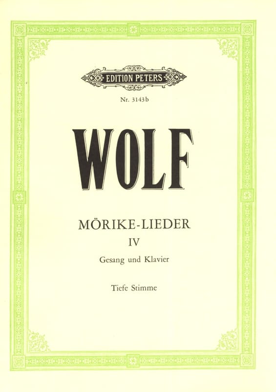 Mörike-Lieder Volume 4. Voix Grave Hugo Wolf Partition Mélodies