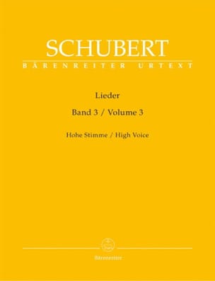 Lieder Volume 3. Voix Haute SCHUBERT Partition Mélodies
