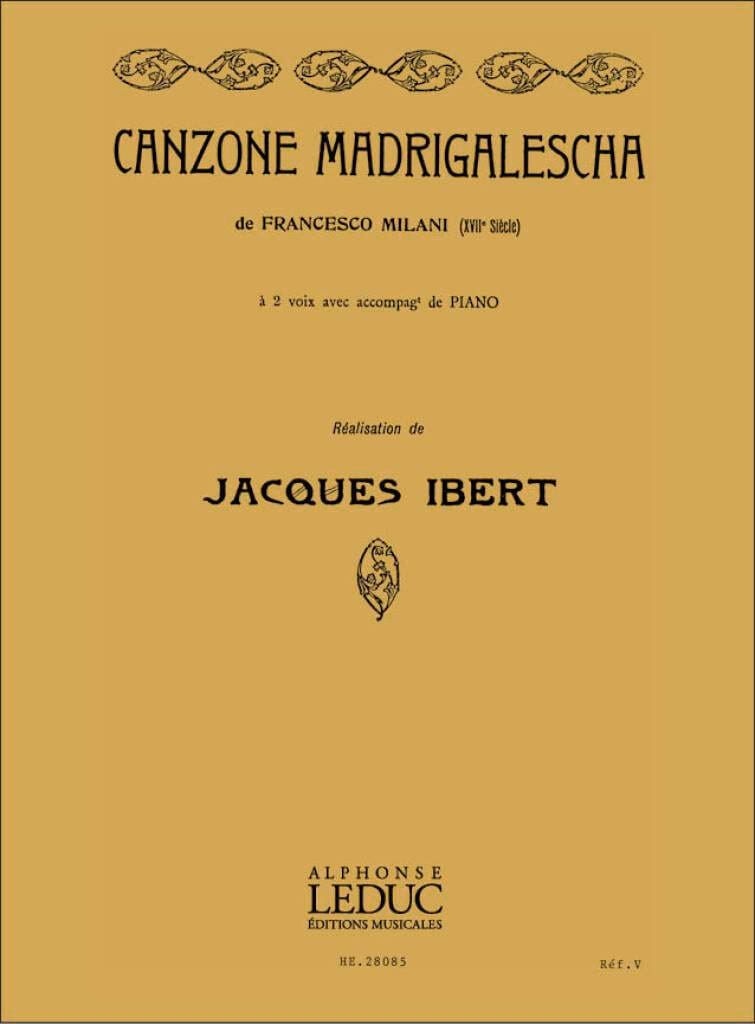 Canzone madrigalescha Francesco Milani Partition Duos