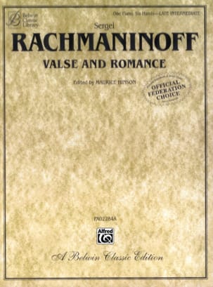 Valse et Romance. 6 Mains RACHMANINOV Partition Piano