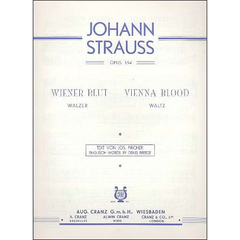 Wiener Blut Valse Opus 354 Johan Strauss Partition Mélodies