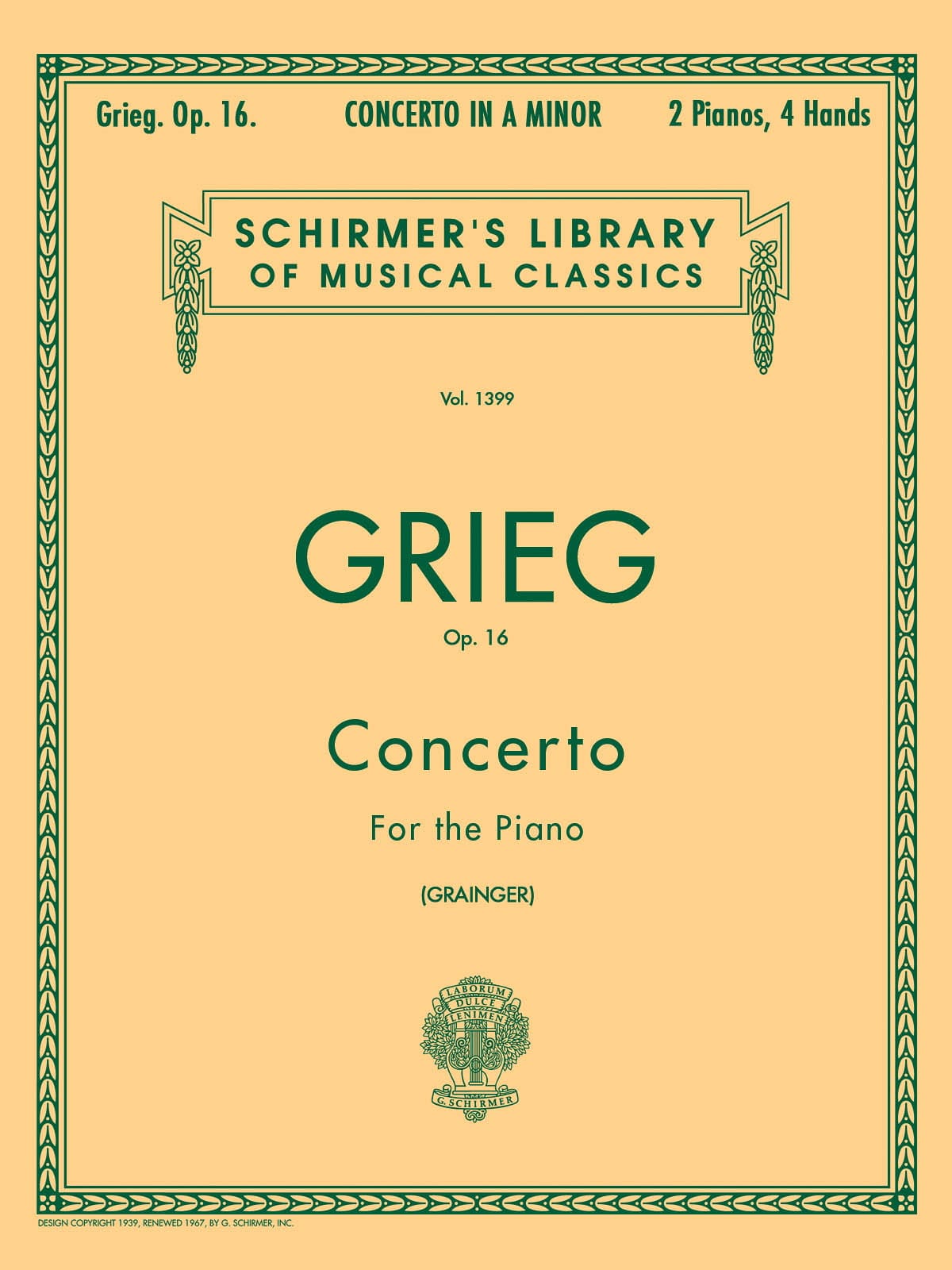 Concerto pour piano la mineur Opus 16 GRIEG Partition Piano