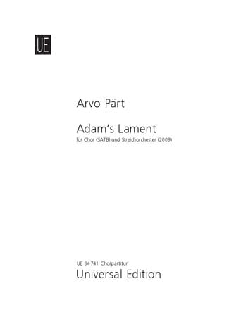 Adam's Lament PÄRT Partition Chœur