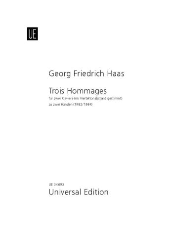 Trois Hommages Georg Friedrich Haas Partition Piano