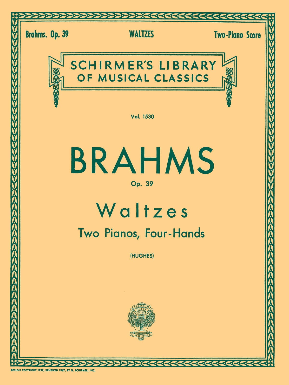 Walzes Op. 39. 2 Pianos BRAHMS Partition Piano